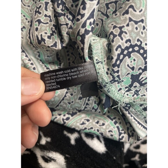 THE LIMITED Aqua Paisley Print V-Neck Long Sleeve Tunic Top Blouse Size small - Picture 8 of 9